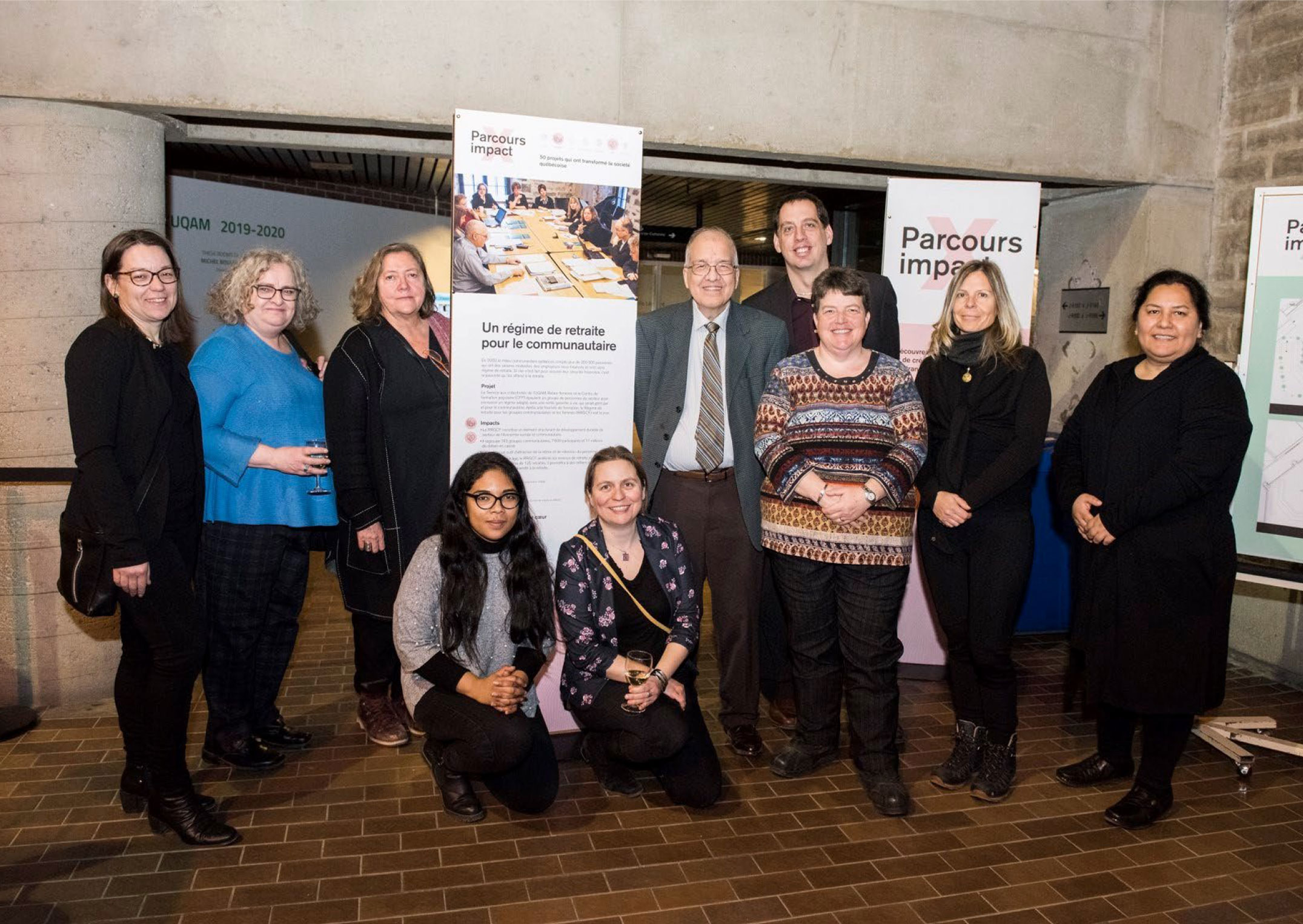 Photo du Parcours impact prise dans le cadre des festivités du 50e de l’UQAM, en hommage au Régime de retraite des groupes communautaires et de femmes, l’un des 50 projets qui ont transformé la société québécoise